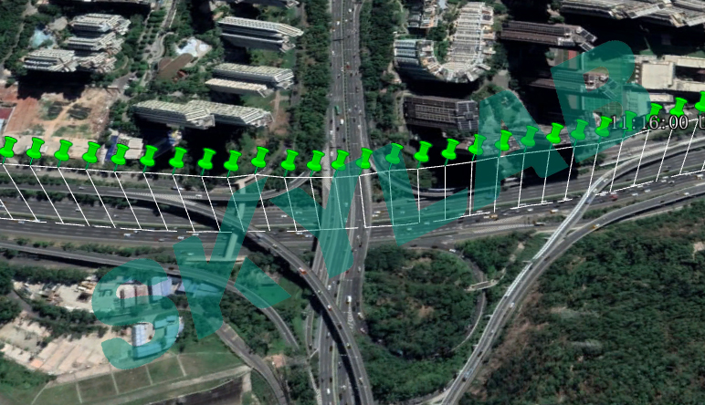 高架桥环境，卫星信号有遮挡路测效果图